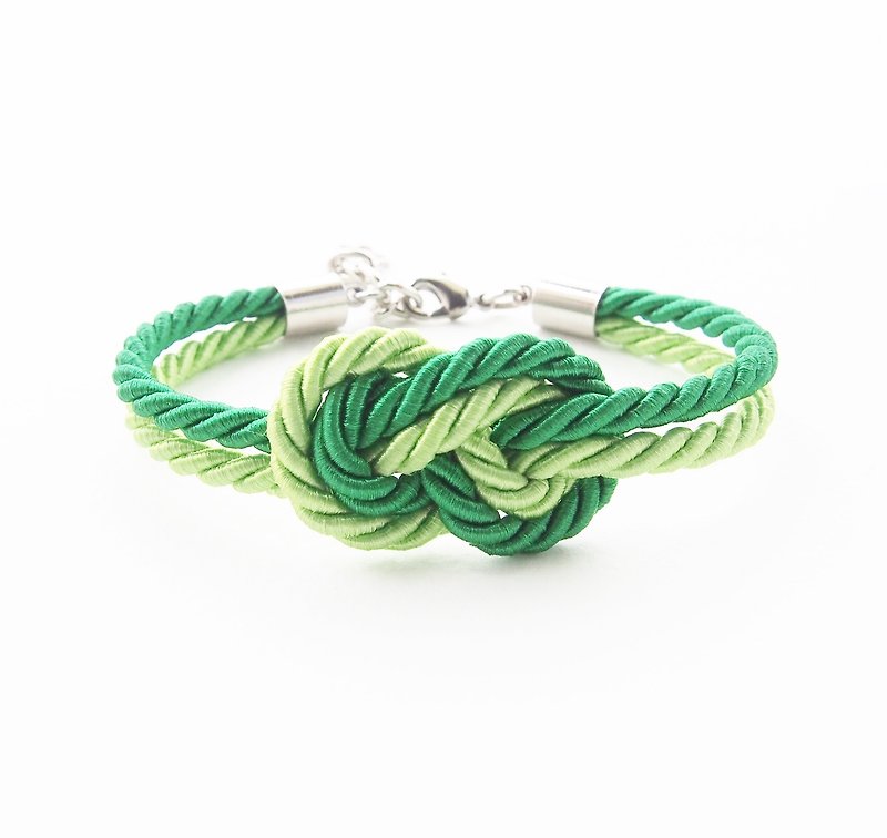 Green infinity knot rope bracelet - 手鍊/手鐲 - 紙 綠色