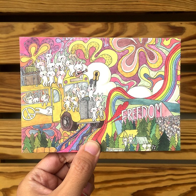 デザインポストカード｜うさぎ音楽祭 フリーダム - カード・はがき - 紙 グリーン