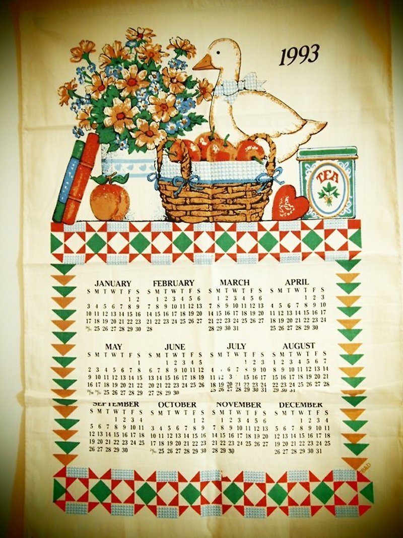 1993年 美國早期年代布面月曆 duck - ウォールデコ・壁紙 - その他の素材 多色