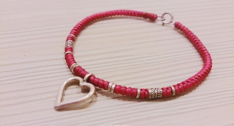 Wax rope bracelet rope bracelet sterling silver bracelets lucky love pink floor space - Bracelets - Other Materials Red