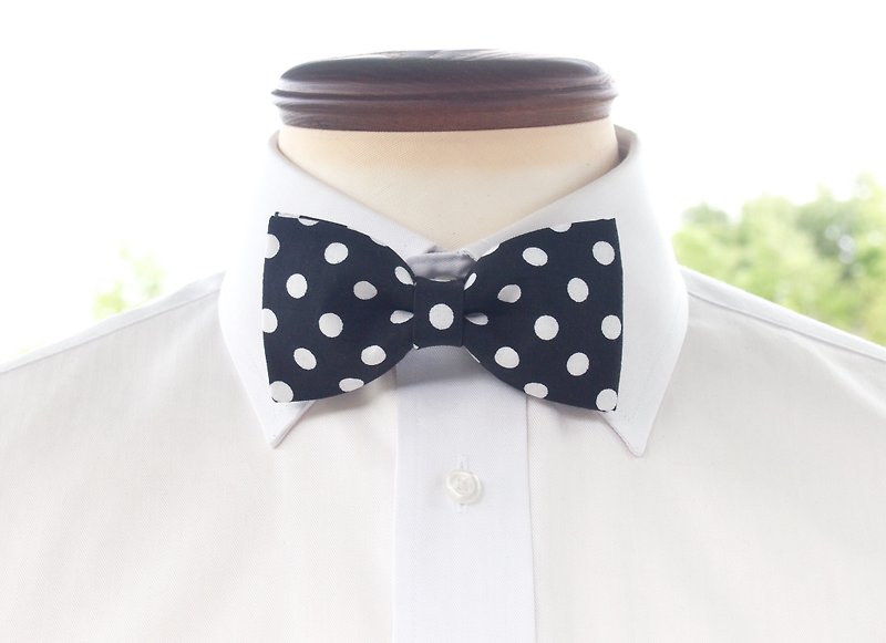 TATAN classic polka dot bow tie (black) - เนคไท/ที่หนีบเนคไท - วัสดุอื่นๆ สีดำ