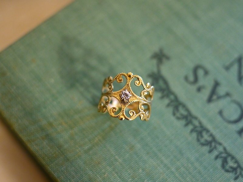[Kim] * Charlene ‧ jewelry carved thin brass ring - General Rings - Gemstone 