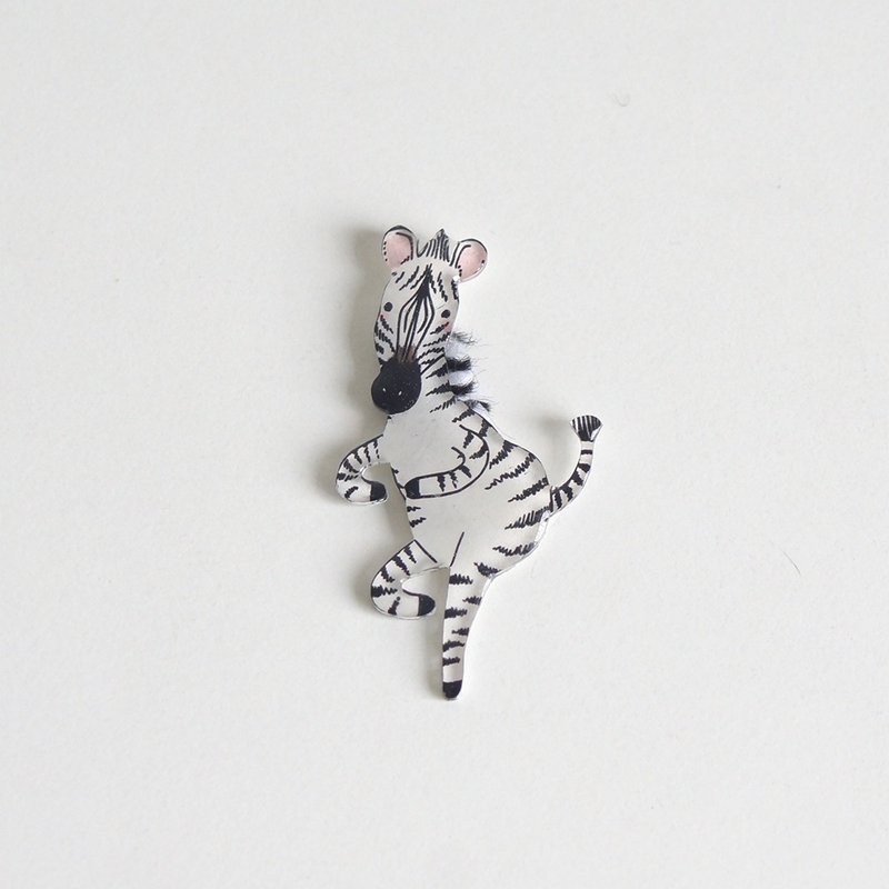 [Horned forest] zebra King Brooch (dance) - เข็มกลัด - อะคริลิค 