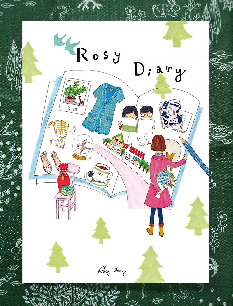 Christmas diary postcard - การ์ด/โปสการ์ด - กระดาษ สีเขียว