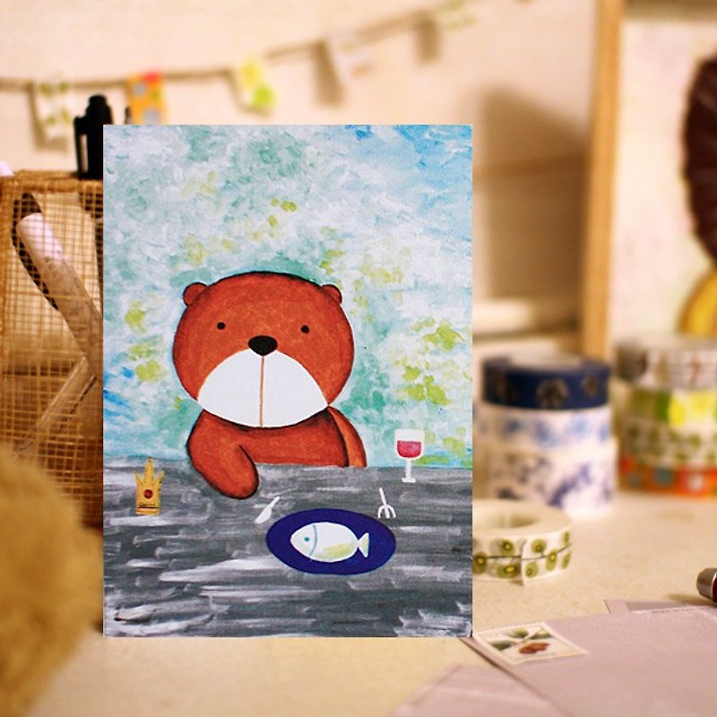 明信片 ∣ 棕熊 - 卡片/明信片 - 紙 藍色