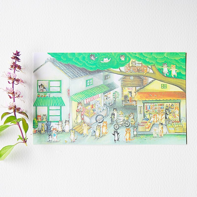 fish cat / nostalgic time / postcard - Cards & Postcards - Paper Multicolor