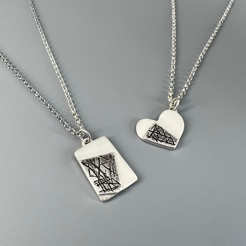 s925 sterling silver couple necklace-experience love - Necklaces - Sterling Silver Silver