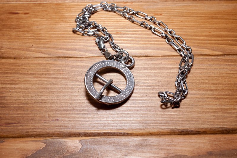 Dreamstation Leather Institute, the United States Half dollar silver necklace Silver necklace hippie, thunder, heavy machine - สร้อยคอ - โลหะ สีเงิน