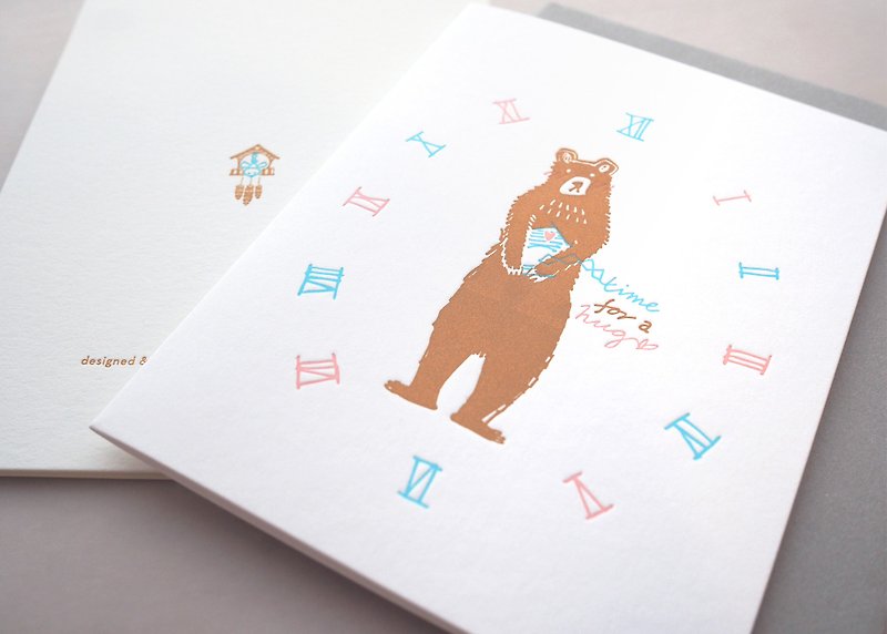 熊抱 - 活版印刷情人卡 - 心意卡/卡片 - 紙 咖啡色