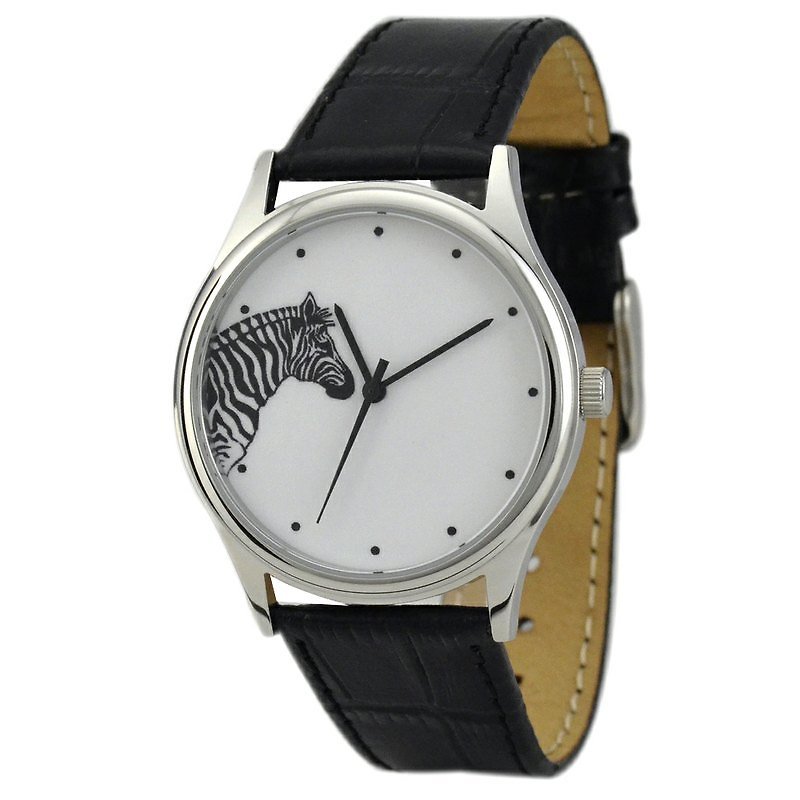 斑馬手錶(半隻) 中性 全球免運 - 女錶 - 其他金屬 白色