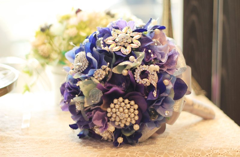 Jewelry Bouquet [Imitation Flower Series] Rhinestone/Crystal/Pearl - Plants - Other Materials Blue