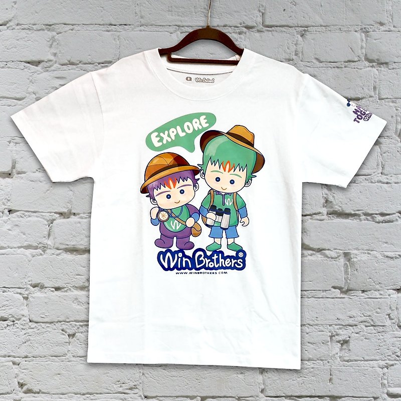 Eryun Brothers Tee-Adult winbrothers T-Shirt (explore)-Adult - เสื้อฮู้ด - ผ้าฝ้าย/ผ้าลินิน ขาว