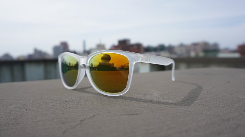 Sunglasses│Transparent White Frame│Orange Lens│ UV400 protection│2is Chris - กรอบแว่นตา - พลาสติก สีเหลือง