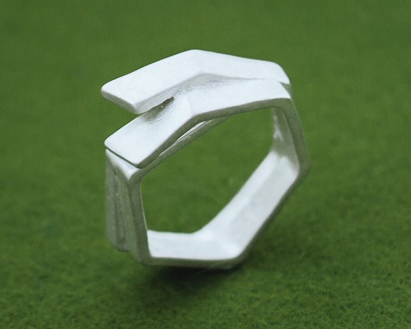 Unisex ring - Matte silver ring - Japanese design - Geometric ring - แหวนทั่วไป - โลหะ สีเงิน