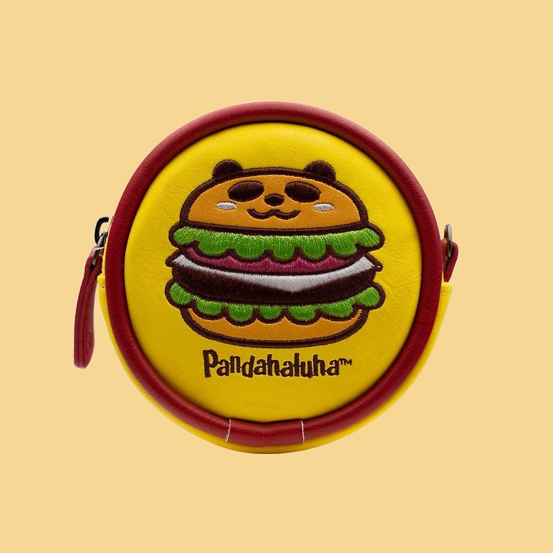 漢堡貓熊零錢包 圓型零錢包 Pandahaluha 設計 生日禮物 - 零錢包/小錢包 - 人造皮革 黃色