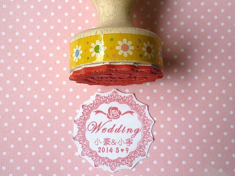 Customized lace seal 3.5 cm lace chapter wedding seal shop chapter name chapter wedding rubber wood chapter - Stamps & Stamp Pads - Wood Brown