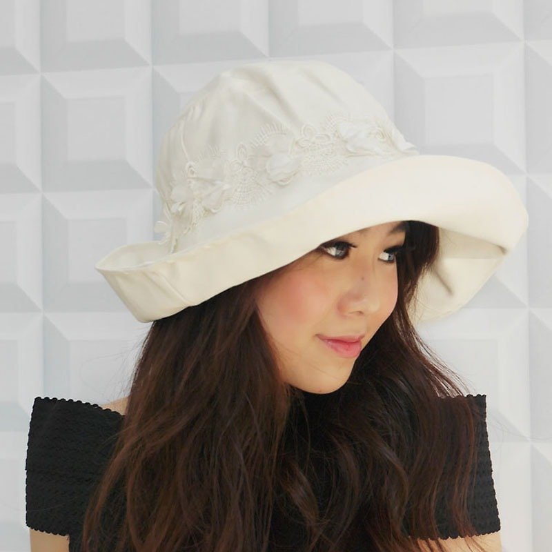 ATIPA Luxury Reversible Long Brim Sun Hat (Sun UV Protection) - 帽子 - 其他材質 白色