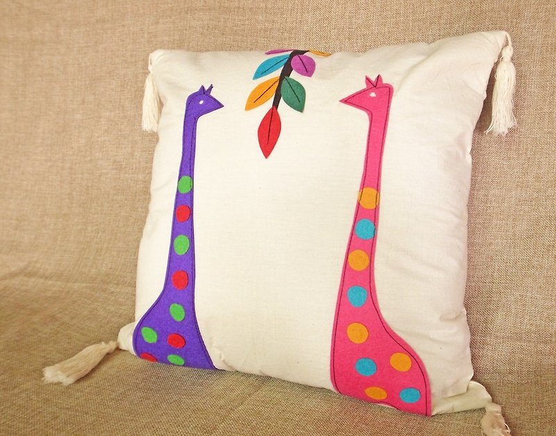 Cushion cover Pillow Cover Decorative Pillows Pillow Case Animal Giraffe - Pillows & Cushions - Cotton & Hemp White