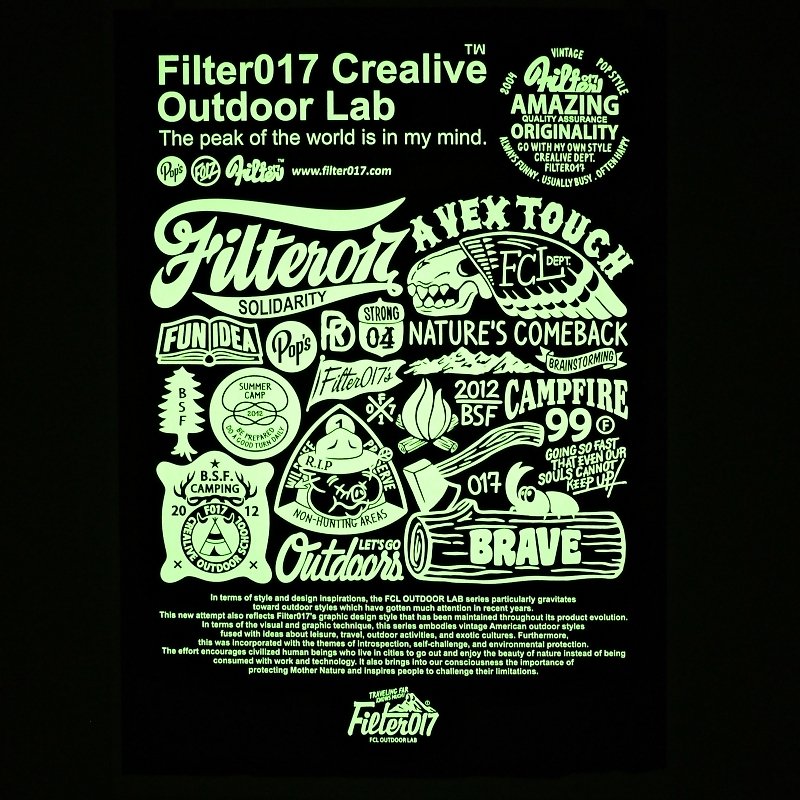 Filter017 FCL OUTDOOR LAB Screen Printing Poster 限量手工網版畫作 夜光特別版 黑白 - 其他 - 紙 