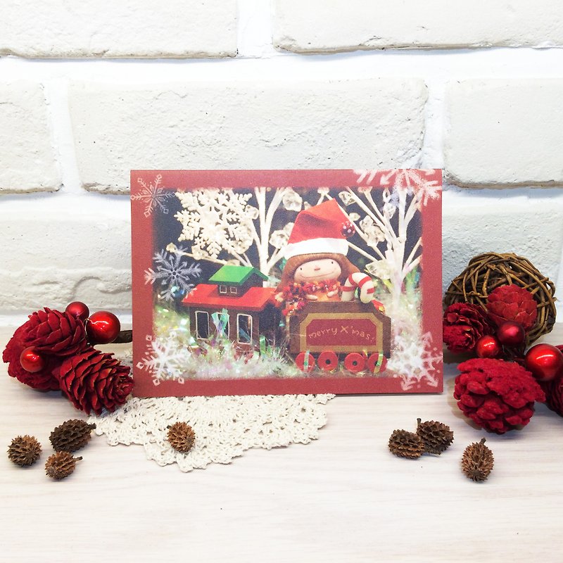 小蘑菇聖誕卡－[ 聖誕小火車 ] - 卡片/明信片 - 紙 紅色