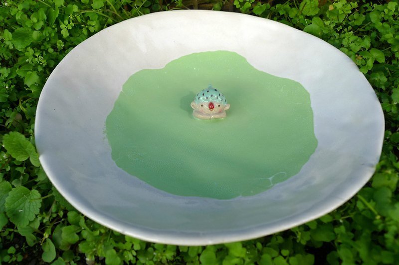 Small watermelon dessert plate - จานเล็ก - วัสดุอื่นๆ สีเขียว