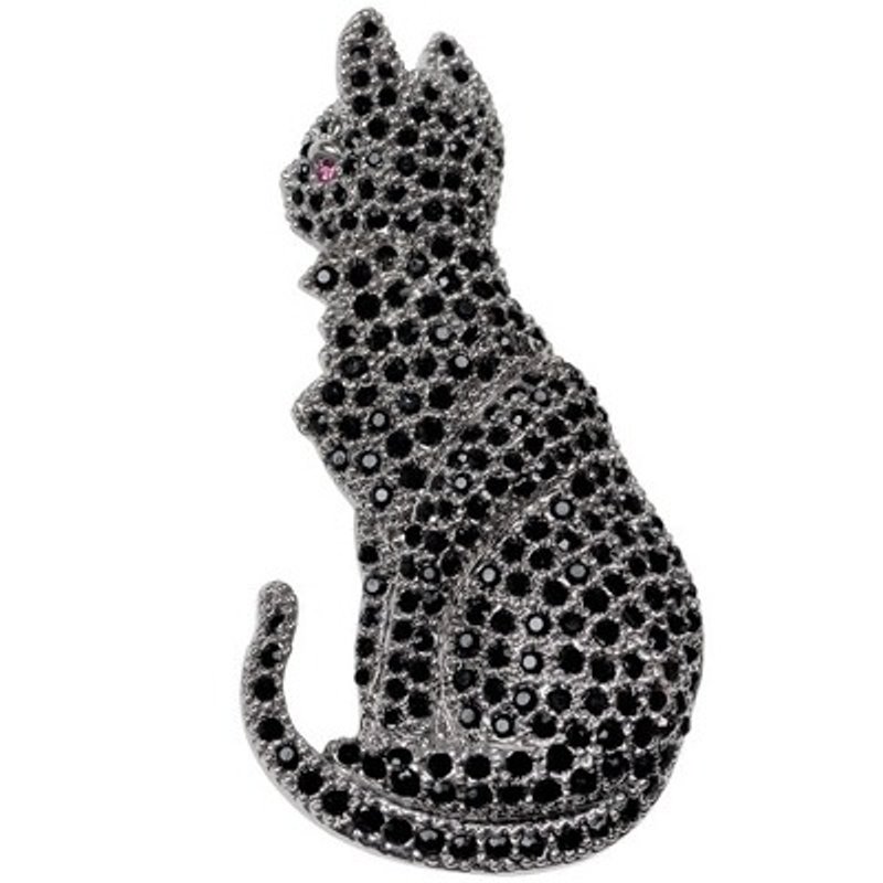 Shitan Lin black cat. pin - Brooches - Other Metals Black