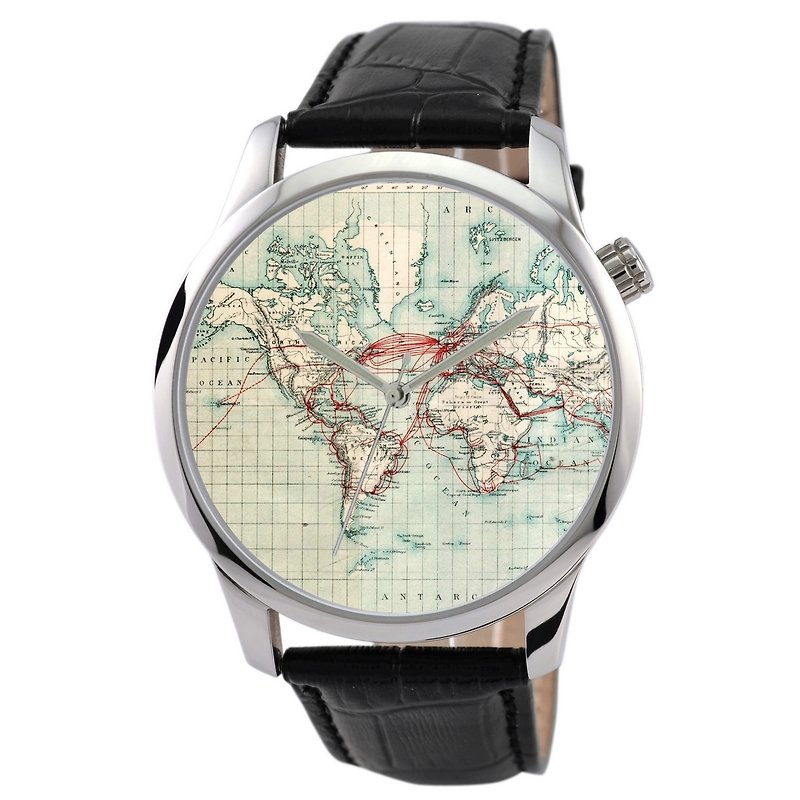 世界地図時計2 - 腕時計 - 金属 グリーン