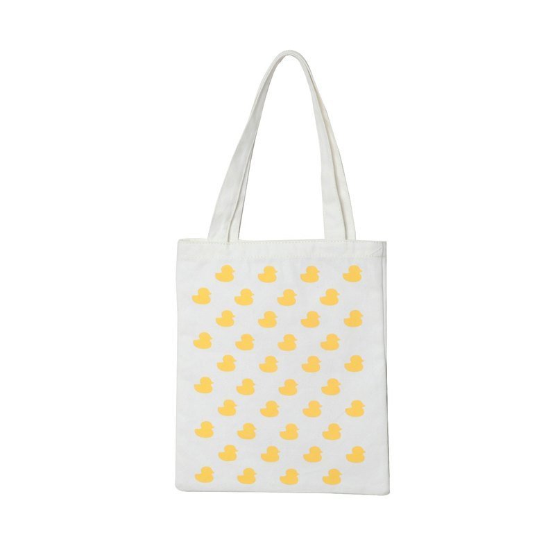 Florentijn Hofmang authorized the production of yellow duckling eco-friendly canvas bag with free shipping - กระเป๋าแมสเซนเจอร์ - วัสดุอื่นๆ ขาว