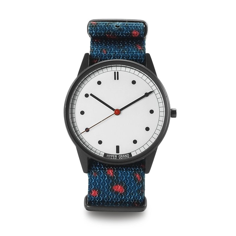 01基本款系列 - MILIBAND LEOPARD 藍紅豹紋手錶-黑白錶盤 - 男錶/中性錶 - 其他材質 多色