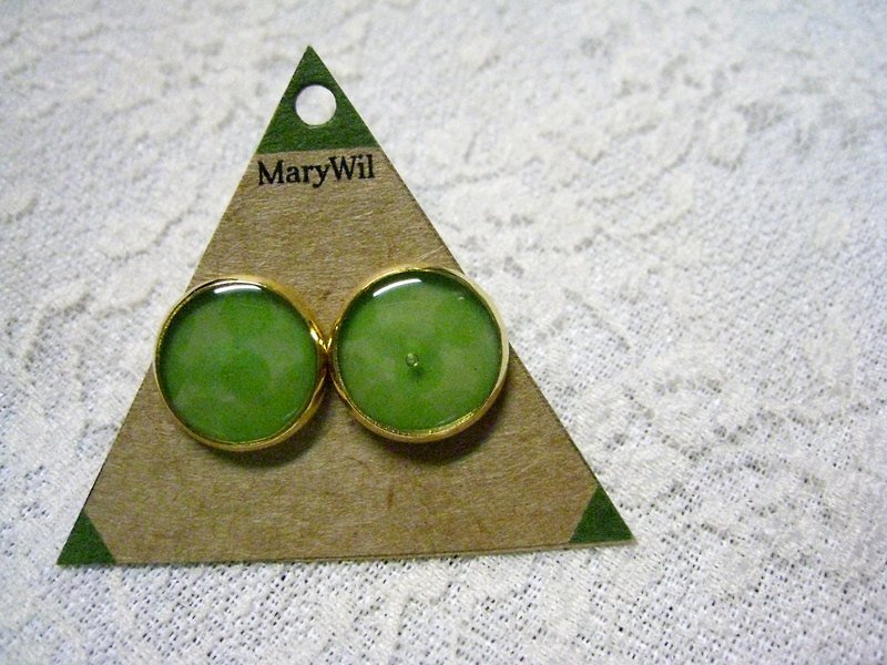 MaryWil彩虹系列-迷幻綠耳環 - Earrings & Clip-ons - Other Metals Green