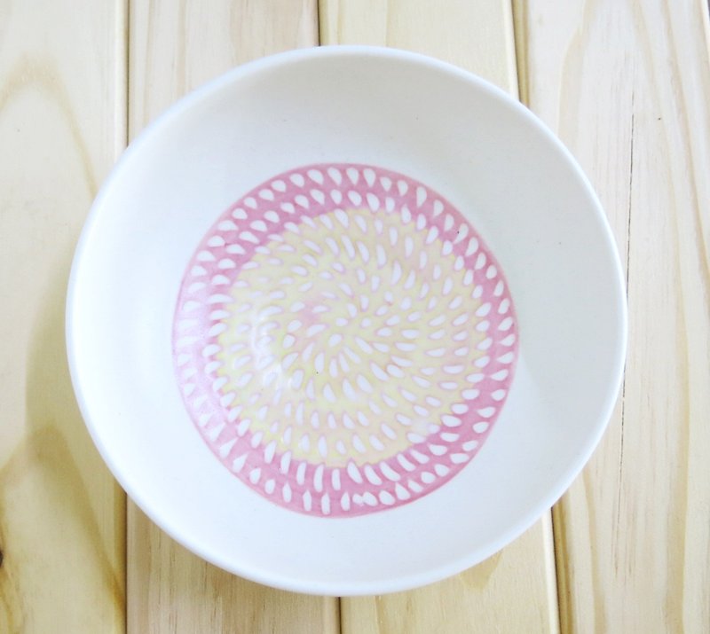 Raindrops - earthenware bowl Pink / Yellow - ถ้วยชาม - วัสดุอื่นๆ สีแดง