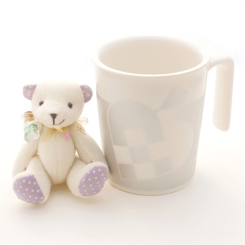 [Exclusive] Xinyu small blessing ceremony Bear Kiss Mug (amidst silver + Vanilla White) - Mugs - Porcelain Multicolor