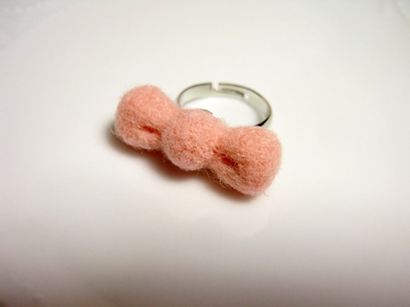 羊毛氈 啾啾戒指 - 絕版玫瑰粉 - 戒指 - 羊毛 粉紅色