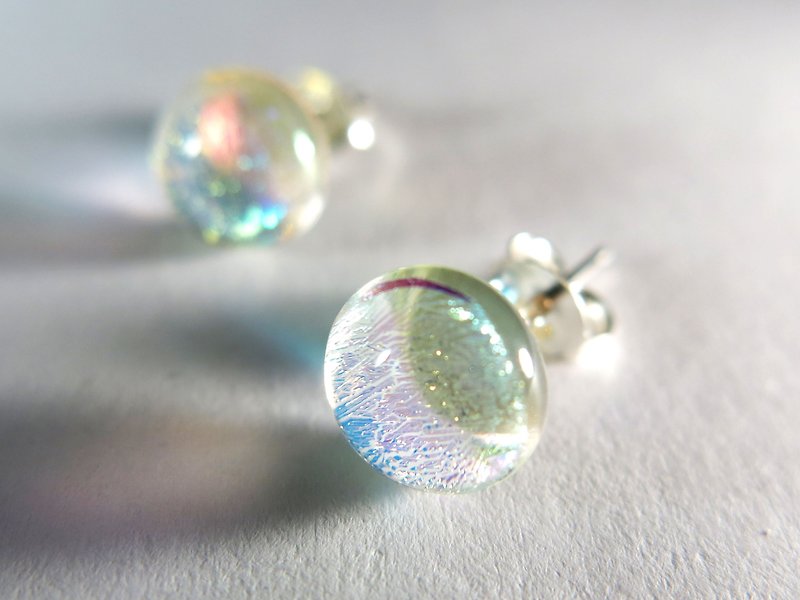Jewelry glass sterling silver ear pin / X1 - Earrings & Clip-ons - Glass Multicolor