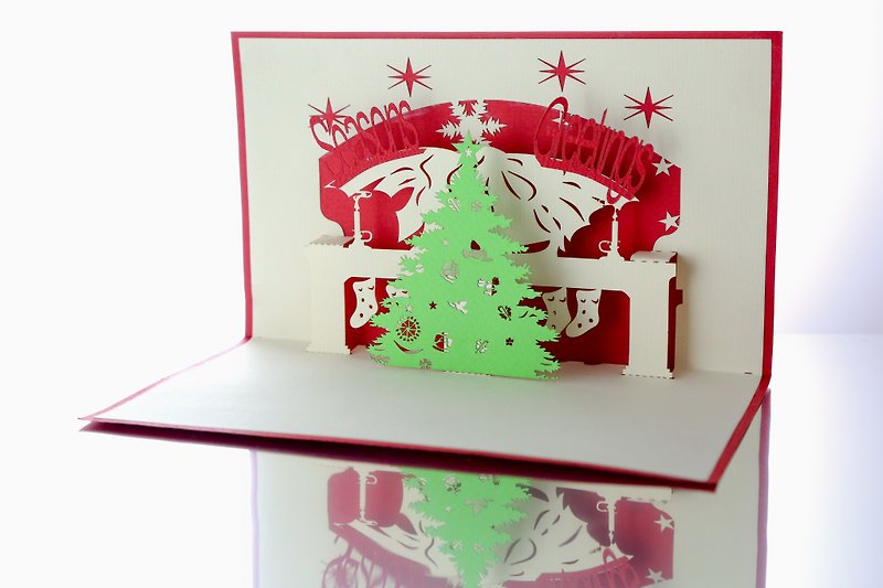 3D聖誕節立體卡片 - 心意卡/卡片 - 紙 紅色