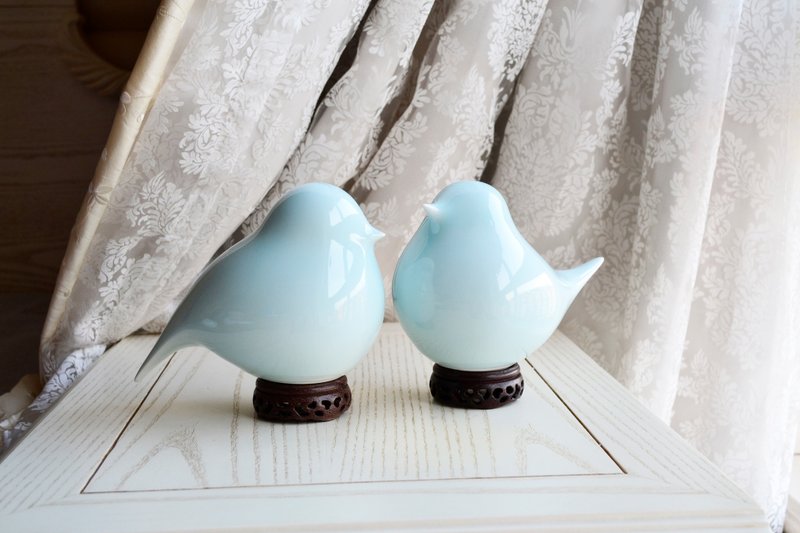 一對陶瓷鳥擺件 景德鎮製作 - 擺飾/家飾品 - 其他材質 白色