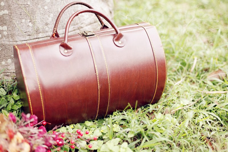 [Good day] Germany VINTAGE leather fetish wine picnic box - Luggage & Luggage Covers - Genuine Leather Red