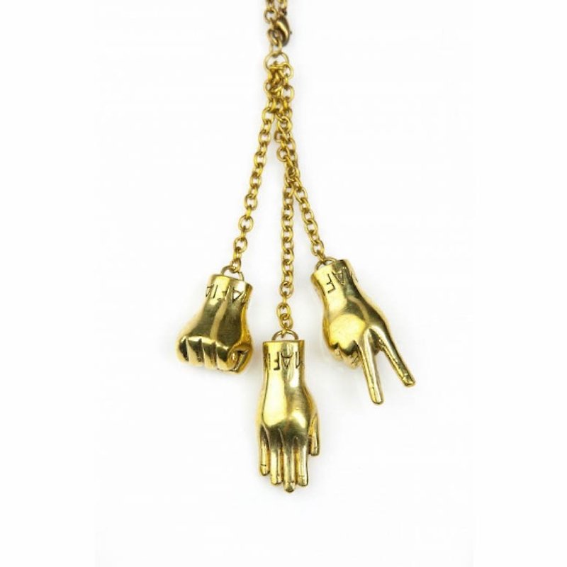剪刀石头布 Rock Paper Scisors pendant in brass ,Rocker jewelry ,Skull jewelry,Biker jewelry - 項鍊 - 其他金屬 