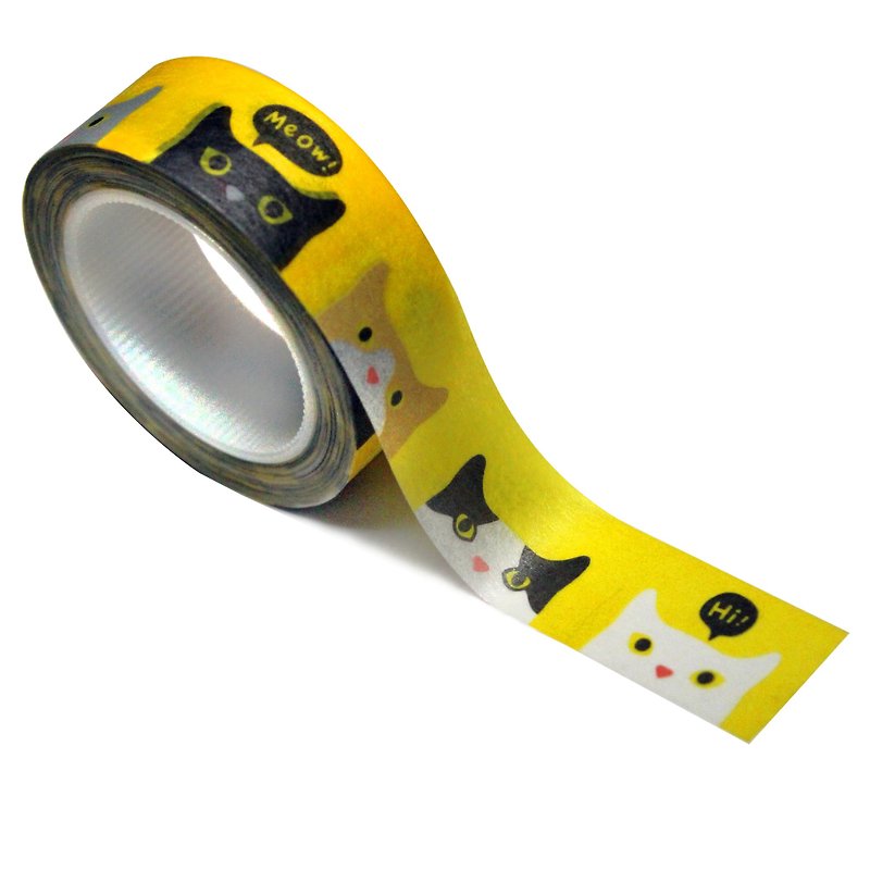กระดาษ มาสกิ้งเทป สีเหลือง - Peeping Cat Masking Tape