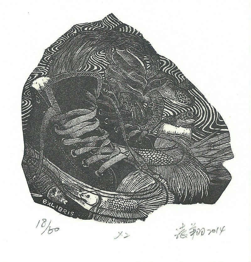 Prints bookplate - shoe / Zhang Lingxiang - โปสเตอร์ - กระดาษ สีดำ
