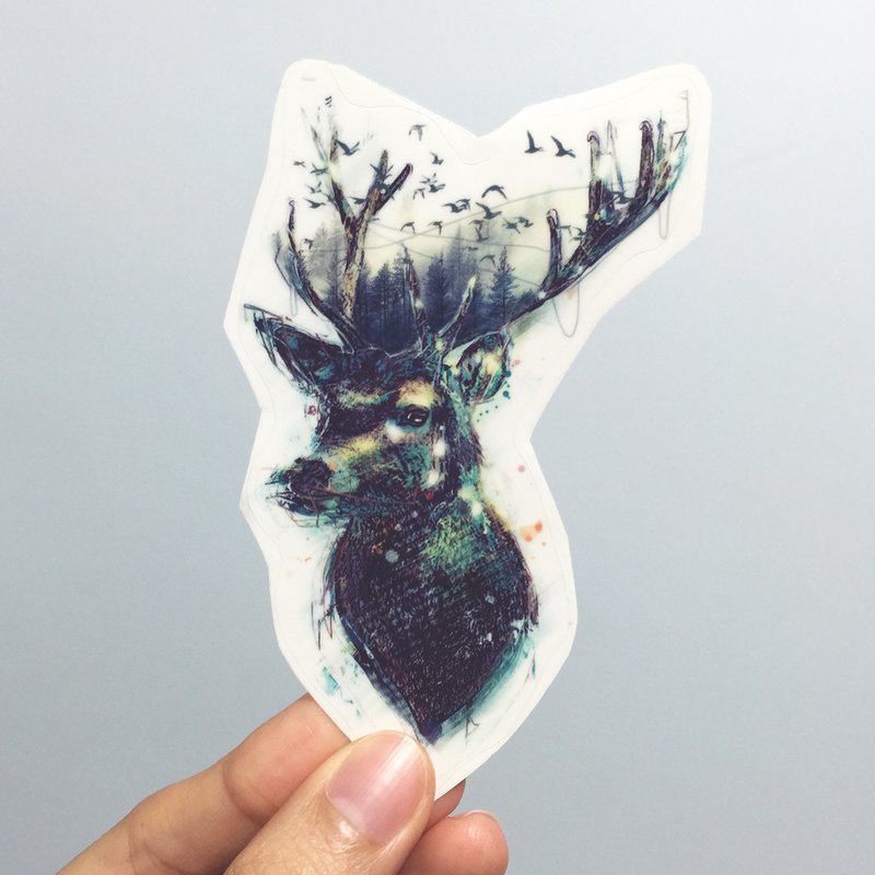 鹿 透明貼紙 (Deer Sticker) - 卡片/明信片 - 紙 多色