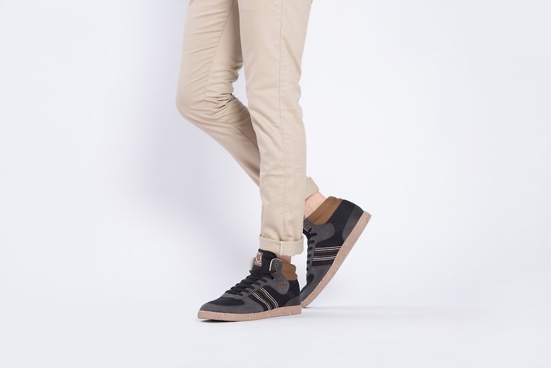 French Eco-shoes   BLACK/TEA BROWN   Mid Cut Recycled PET fabrics (upcycle, dura - รองเท้าลำลองผู้ชาย - วัสดุอีโค สีนำ้ตาล