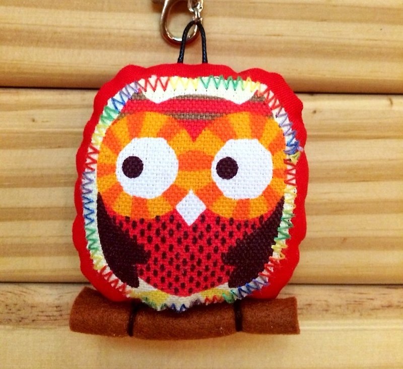 RABBIT LULU guardian owl, One color positive energy embroidered name - ที่ห้อยกุญแจ - ผ้าฝ้าย/ผ้าลินิน หลากหลายสี