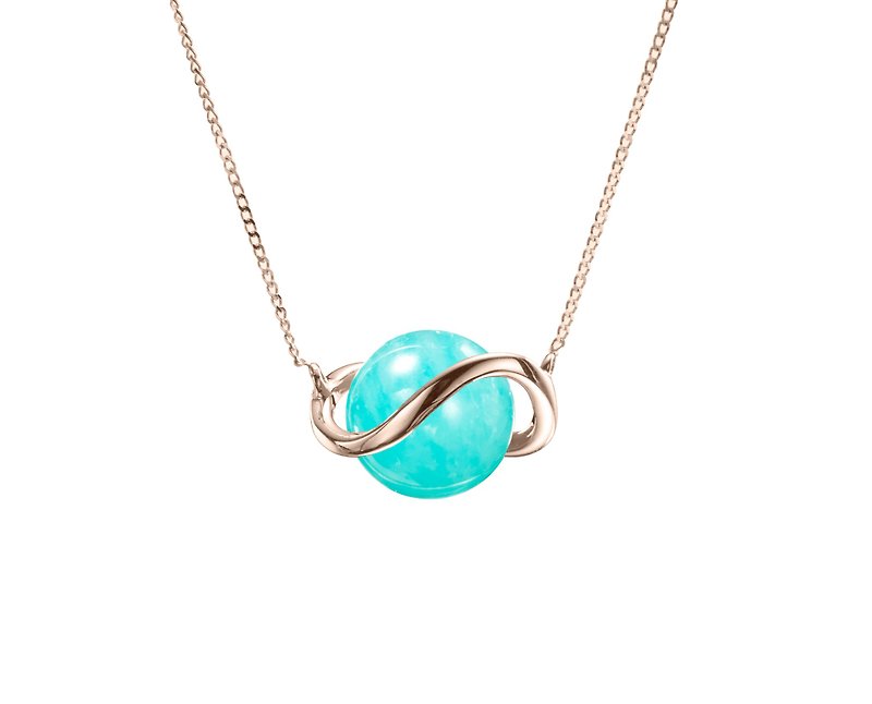 Turquoise Gold Necklace, 14k Amazonite Pendant, Light Blue Green Stone Necklace - สร้อยคอทรง Collar - เครื่องประดับ สีน้ำเงิน