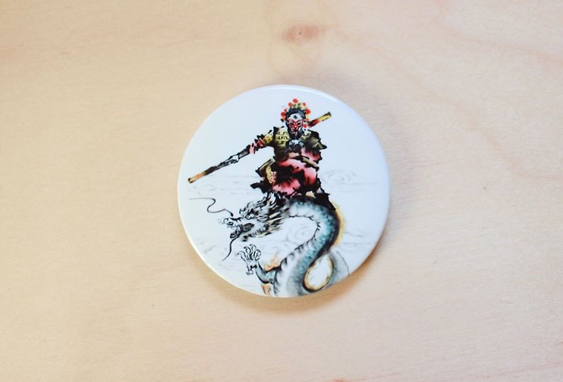 Ink Peking Opera Character Series Magnetic Badge {Qi Tian Da Sheng Sun Wukong} - Badges & Pins - Other Materials White