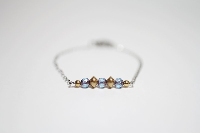 Antique brass beads elegant basket purple geometric shapes stainless steel bracelet - สร้อยข้อมือ - วัสดุอื่นๆ สีม่วง