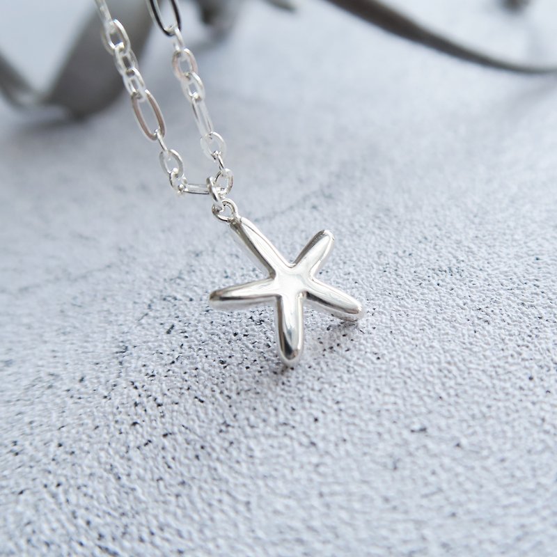 925 Silver starfish Necklace - สร้อยคอ - เงินแท้ สีน้ำเงิน