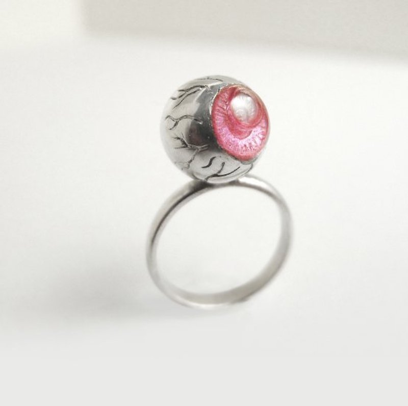 Eyeball-Pink Ring - General Rings - Sterling Silver Pink