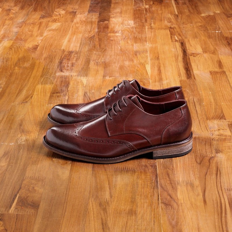 Vanger elegant and beautiful ‧ simple and elegant wing pattern carved official shoes Va180 classic coffee made in Taiwan - Men's Oxford Shoes - Genuine Leather Brown