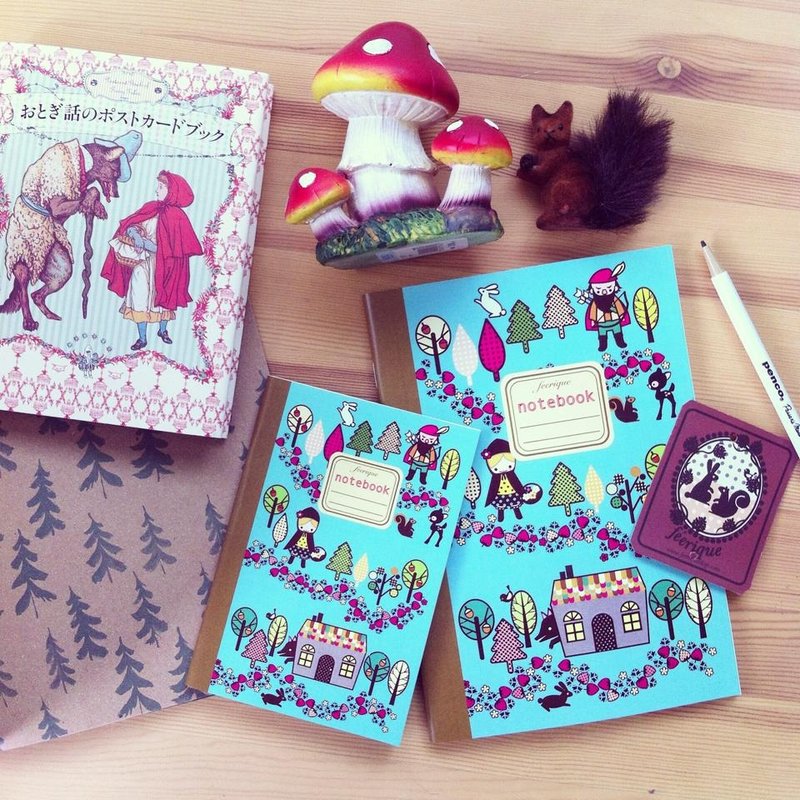 Little Red Riding Hood striped note book size A5 and A6 (2 per one size Seth). - 筆記本/手帳 - 紙 多色